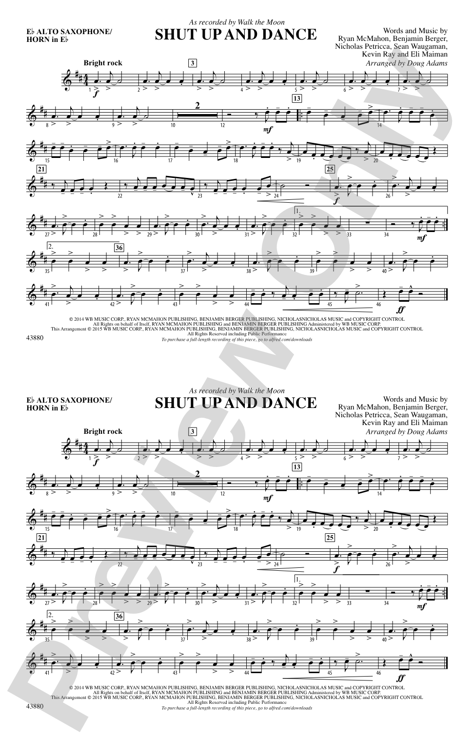 Shut Up and Dance: E-flat Alto Saxophone