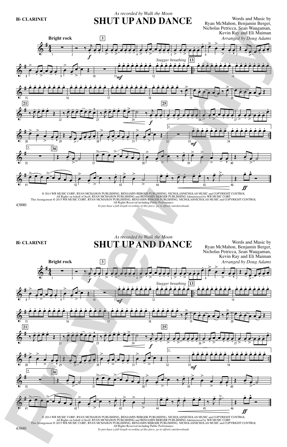 Shut Up and Dance: 1st B-flat Clarinet