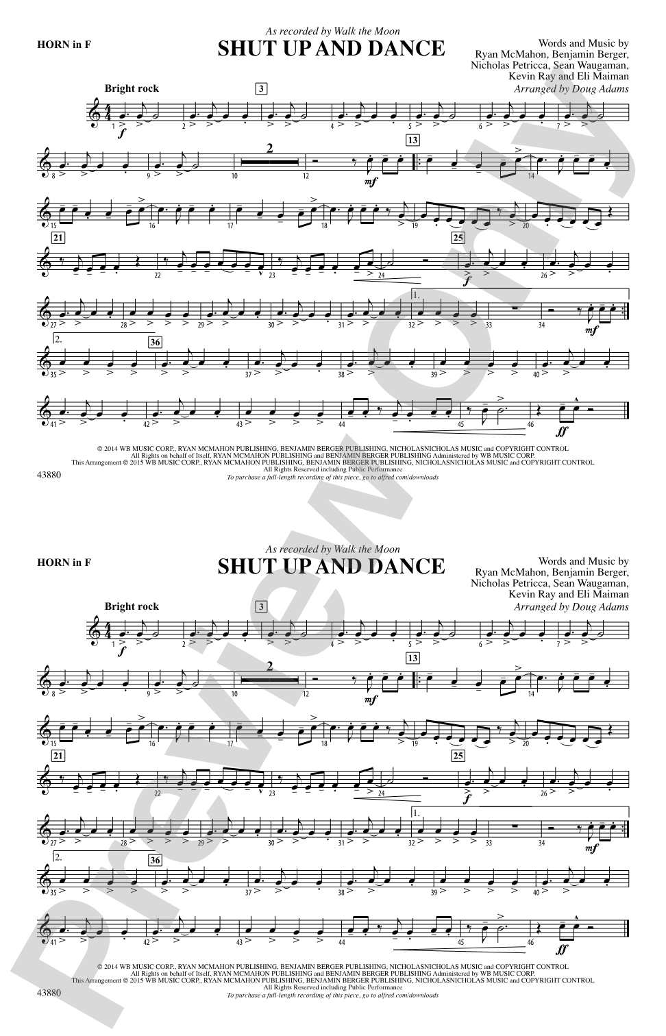Shut Up and Dance: 1st F Horn