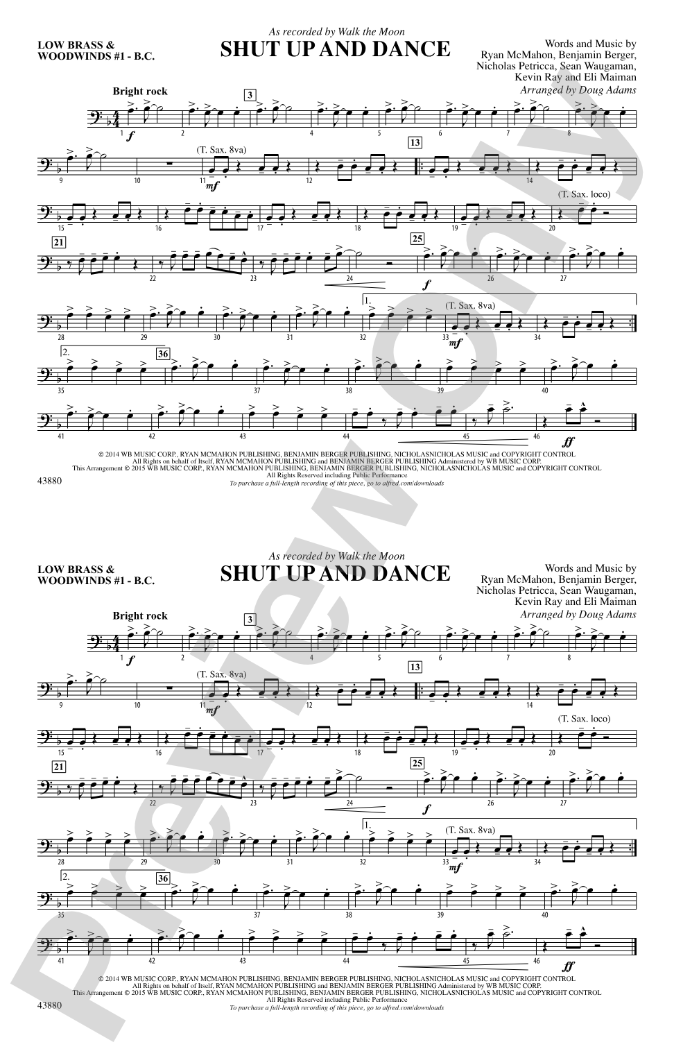 Shut Up and Dance: Low Brass & Woodwinds #1 - Bass Clef