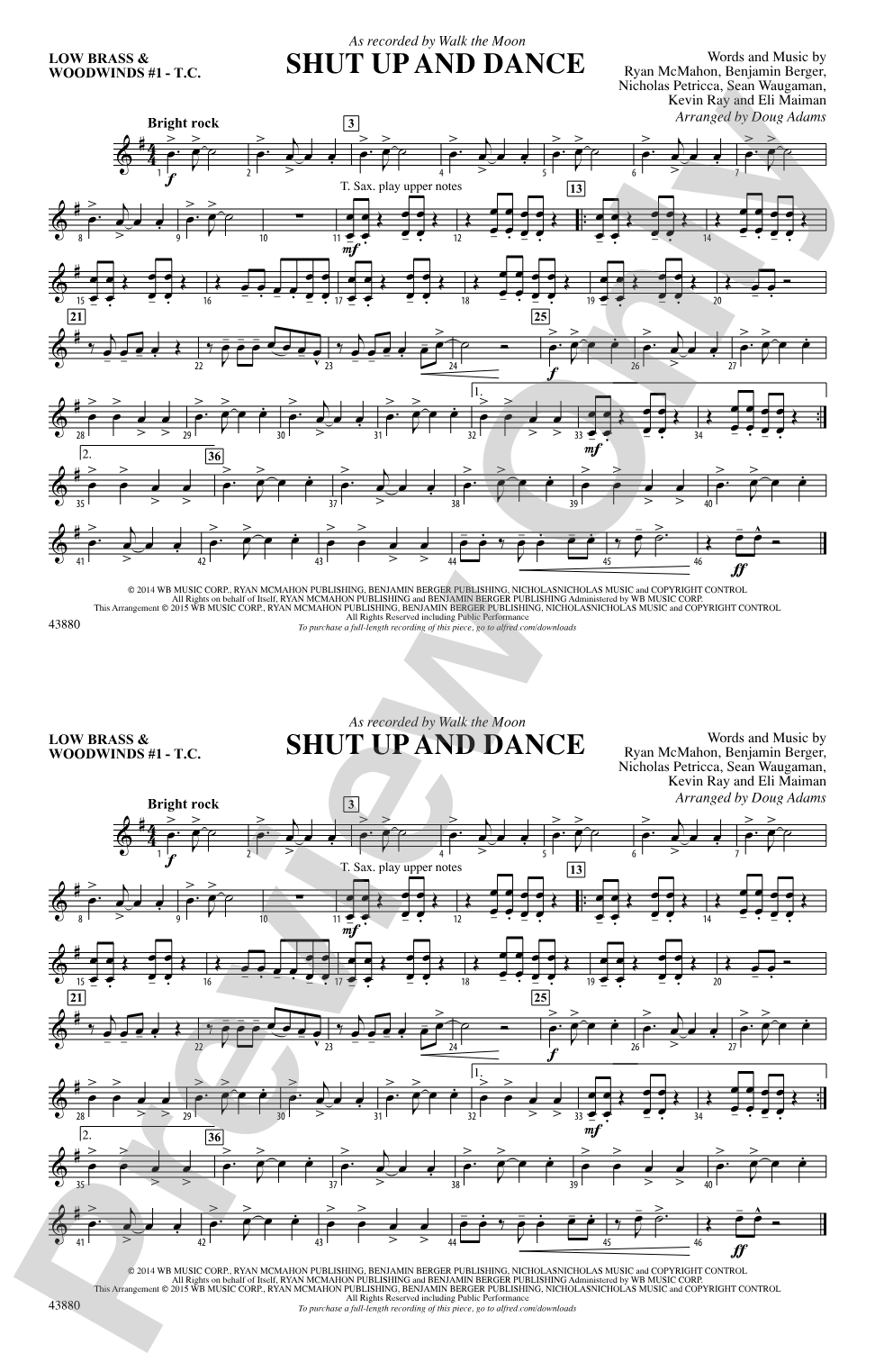 Shut Up and Dance: Low Brass & Woodwinds #1 - Treble Clef