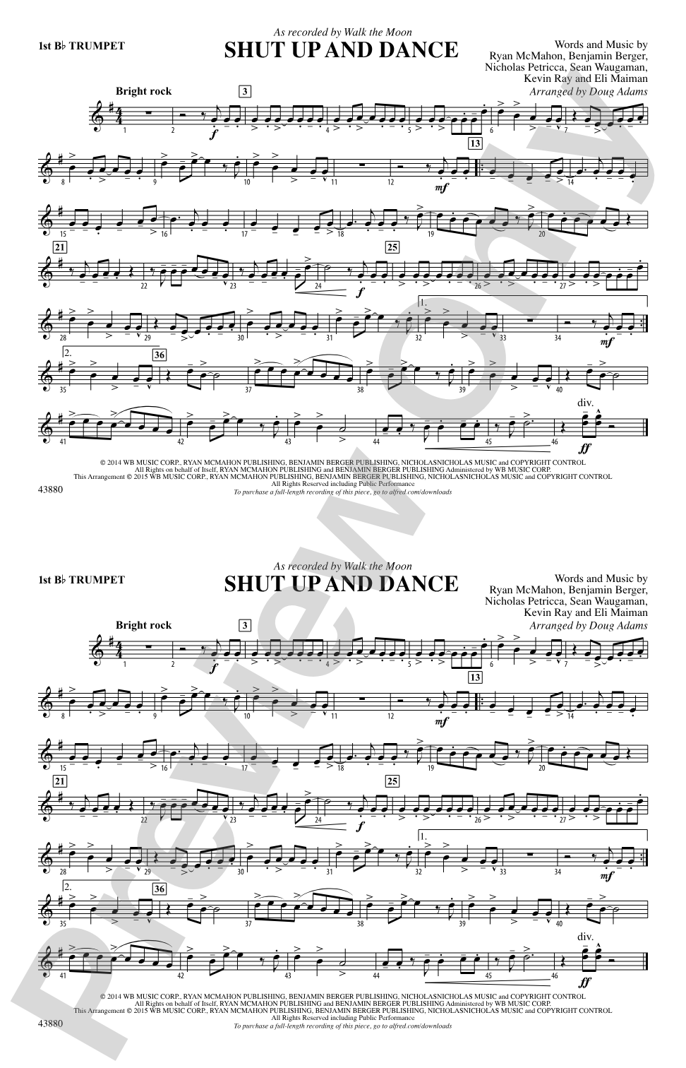 Shut Up and Dance: 1st B-flat Trumpet
