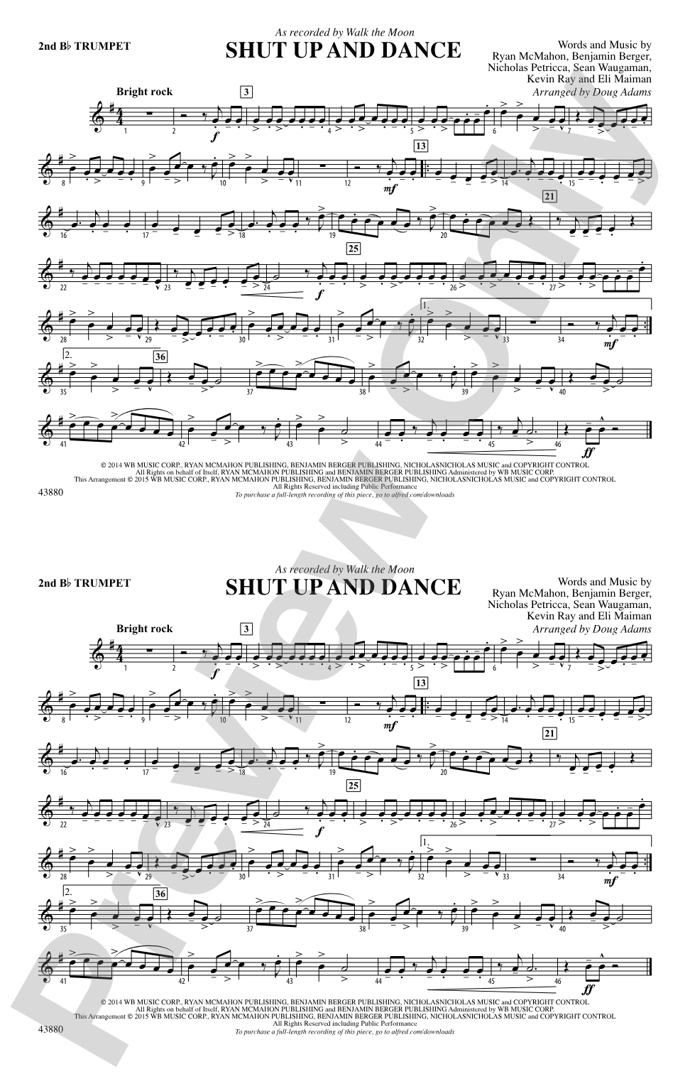 Shut Up and Dance: 2nd B-flat Trumpet
