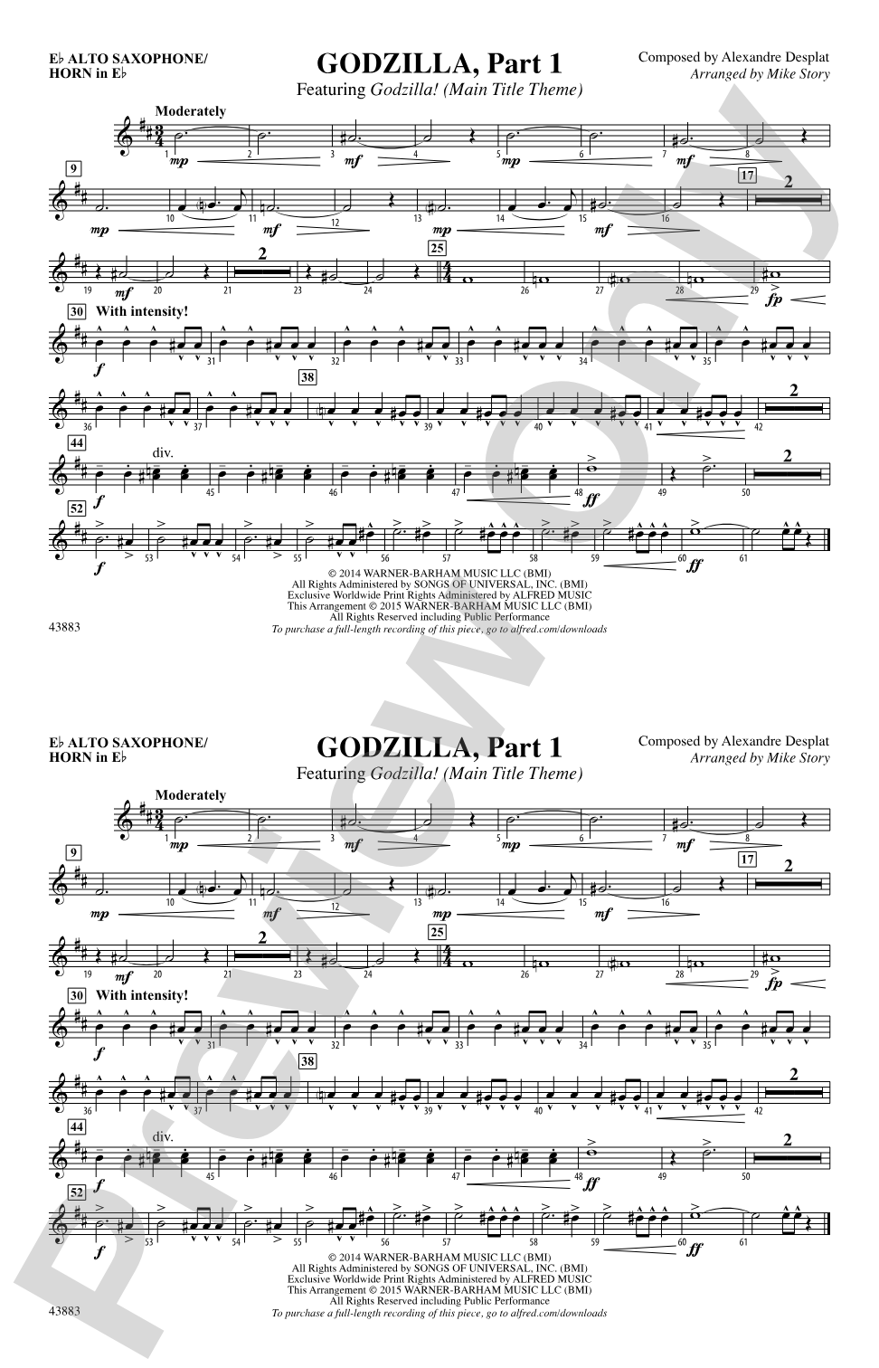 Godzilla, Part 1: E-flat Alto Saxophone
