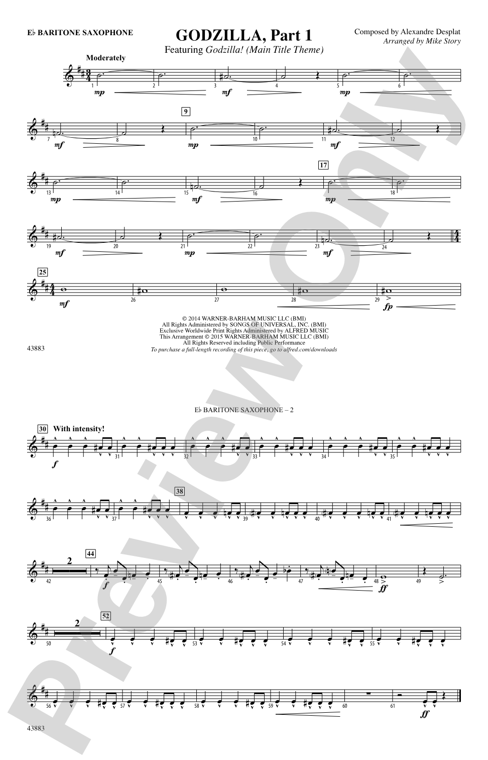 Godzilla, Part 1: E-flat Baritone Saxophone