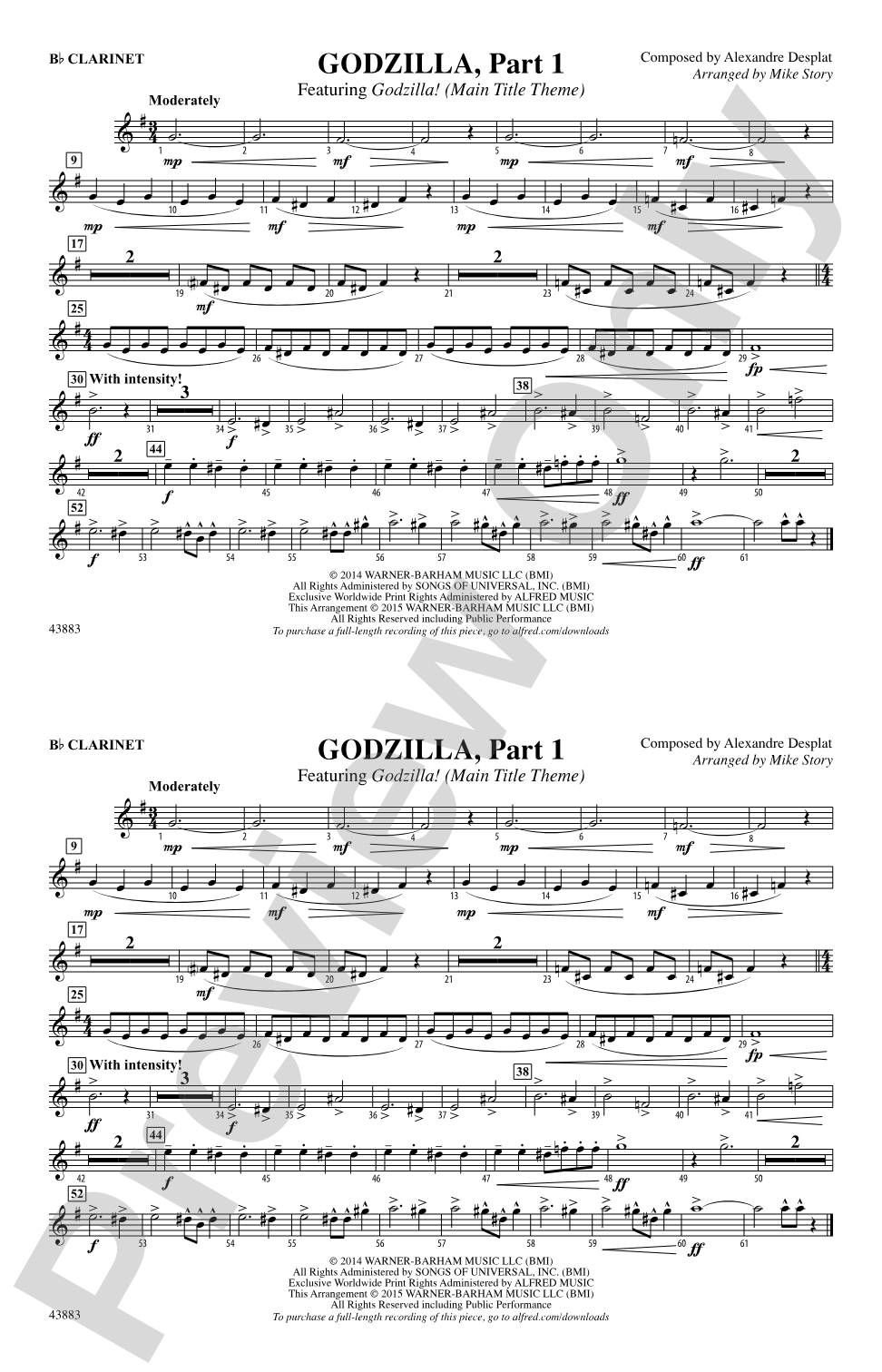 Godzilla, Part 1: 1st B-flat Clarinet