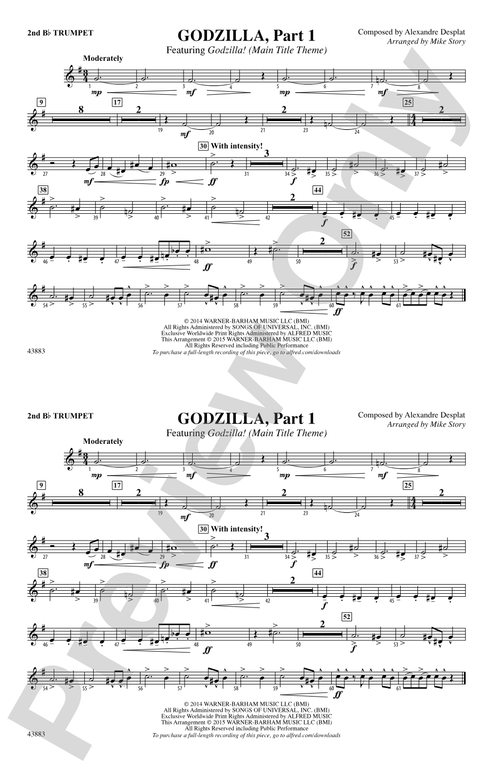 Godzilla, Part 1: 2nd B-flat Trumpet