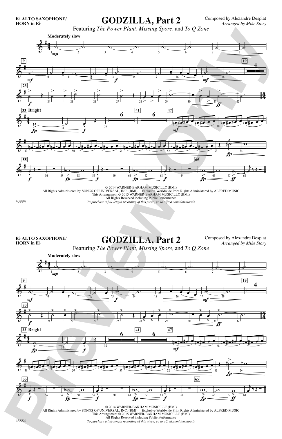 Godzilla, Part 2: E-flat Alto Saxophone