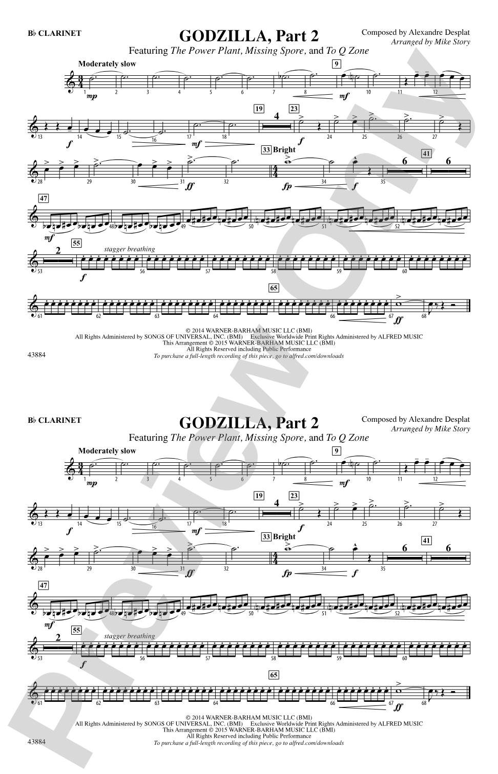 Godzilla, Part 2: 1st B-flat Clarinet
