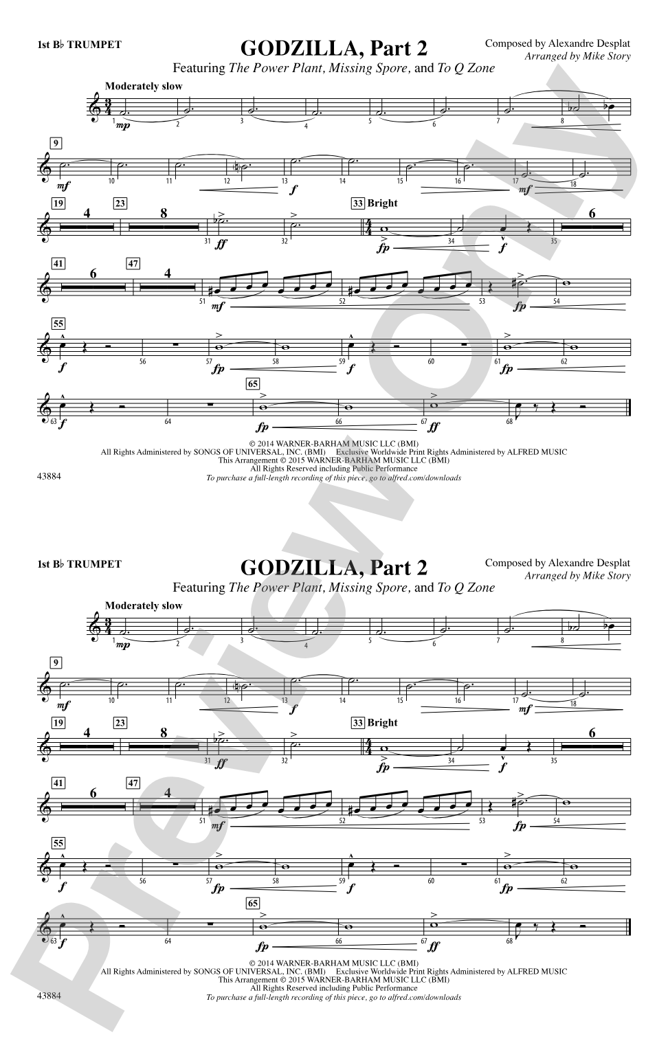 Godzilla, Part 2: 1st B-flat Trumpet