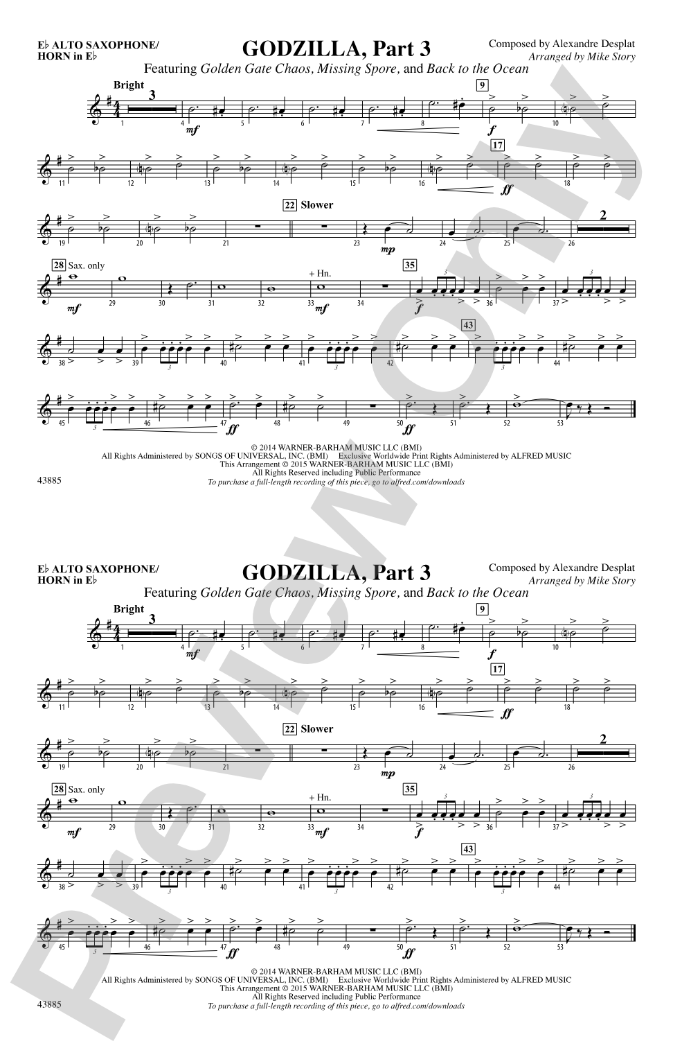 Godzilla, Part 3: E-flat Alto Saxophone