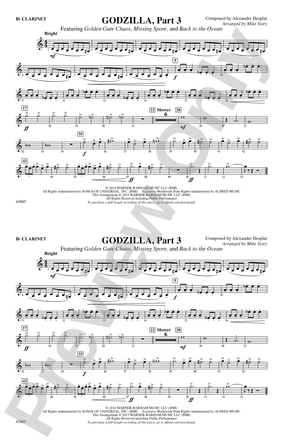 Godzilla, Part 3: 1st B-flat Clarinet