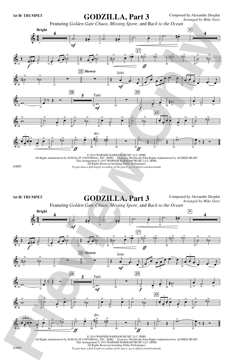 Godzilla, Part 3: 1st B-flat Trumpet