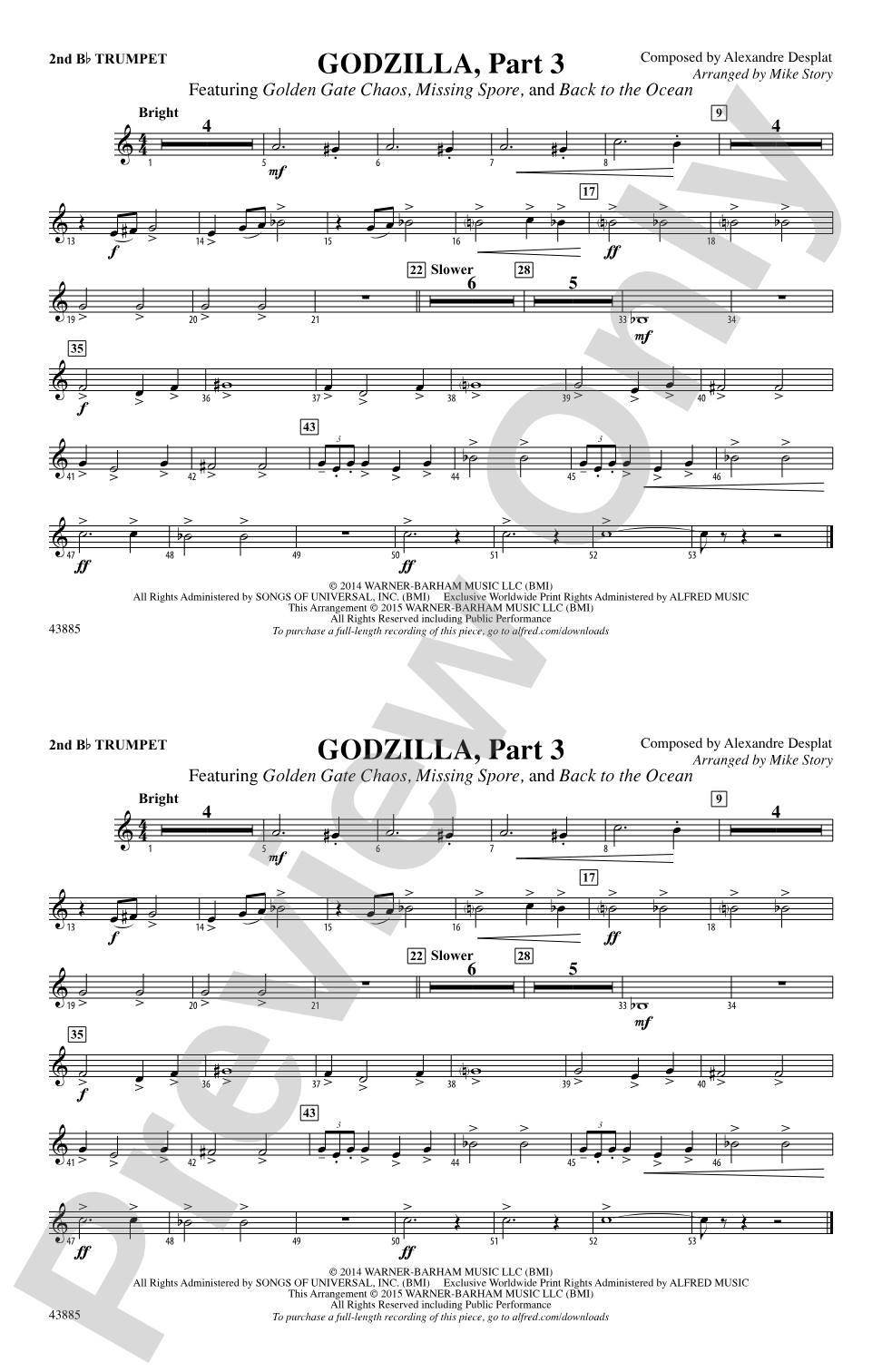 Godzilla, Part 3: 2nd B-flat Trumpet