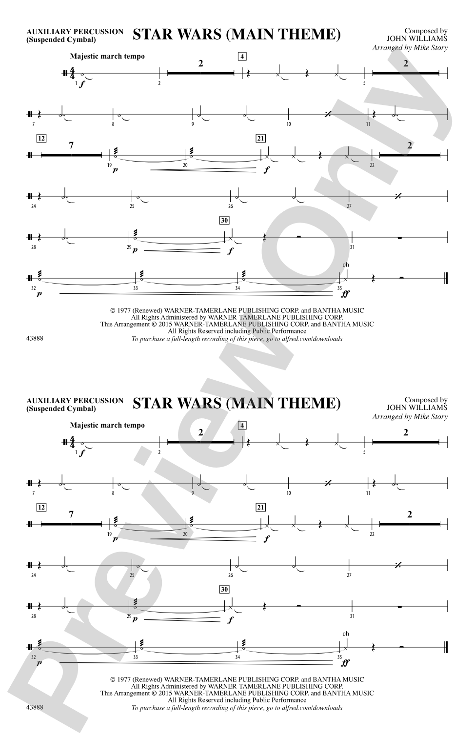Star Wars (Main Theme): Auxiliary Percussion