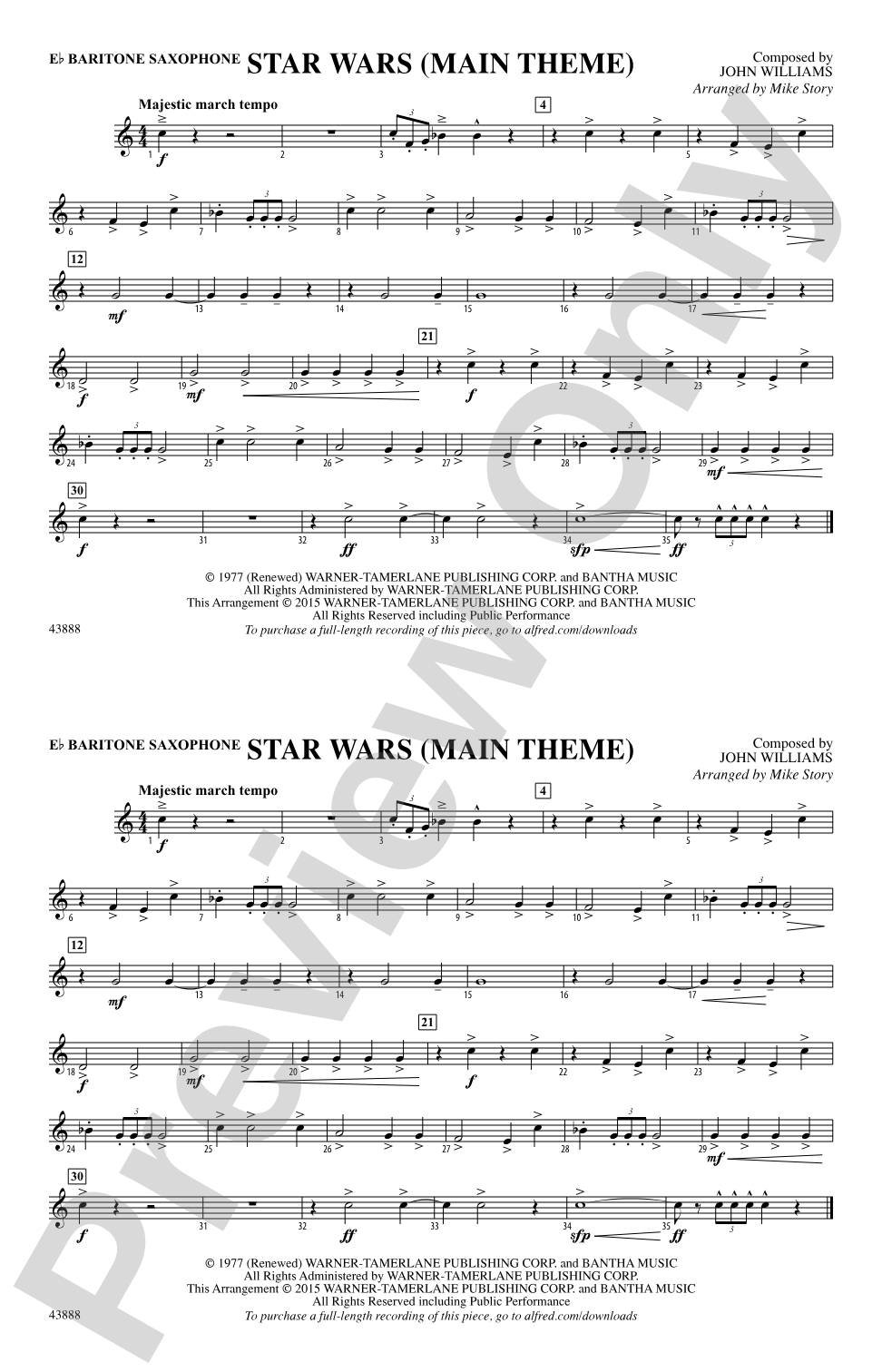 Star Wars (Main Theme): E-flat Baritone Saxophone