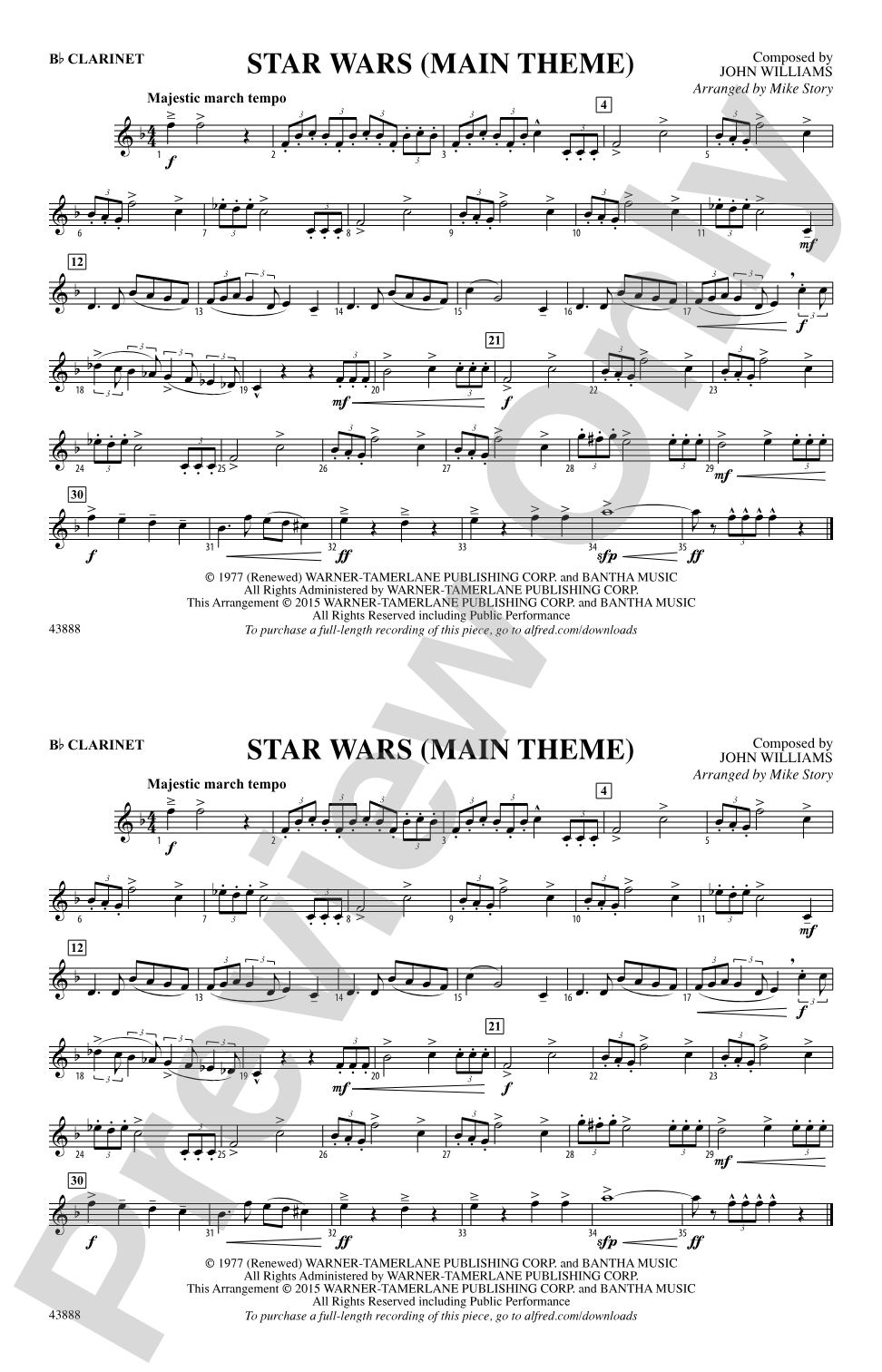 Star Wars (Main Theme): 1st B-flat Clarinet