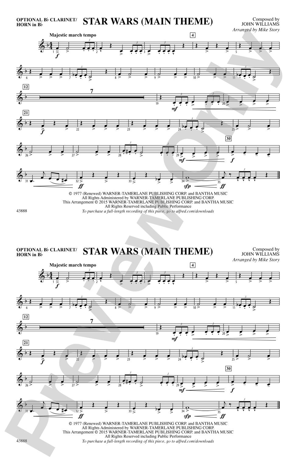 Star Wars (Main Theme): Optional Bb Clarinet/Horn in Bb