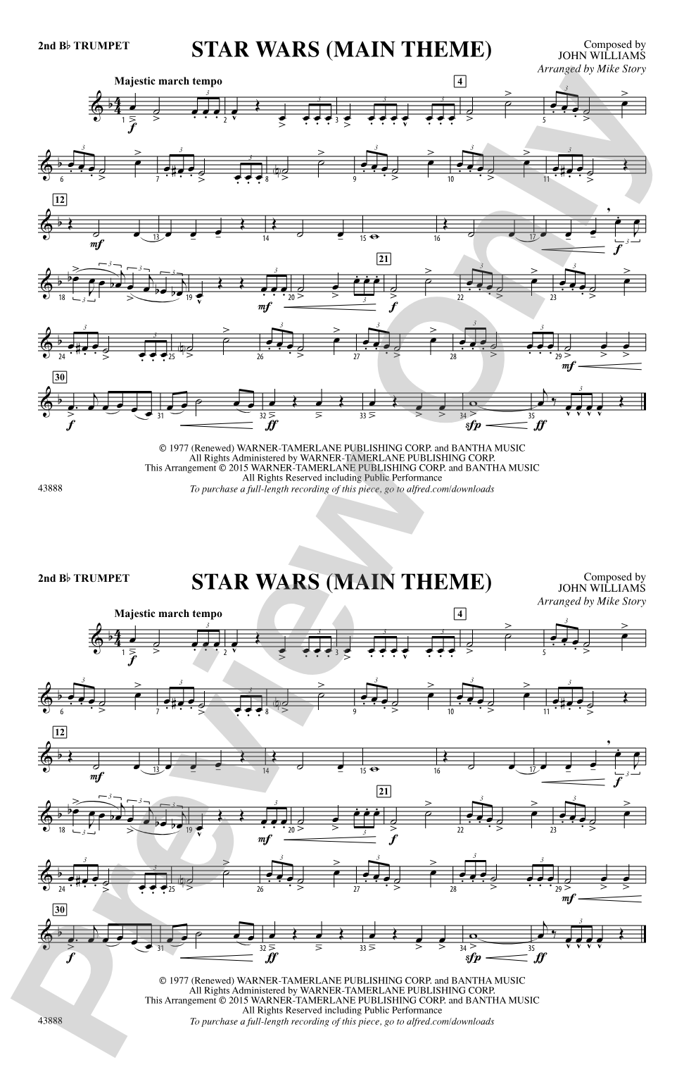 Star Wars (Main Theme): 2nd B-flat Trumpet