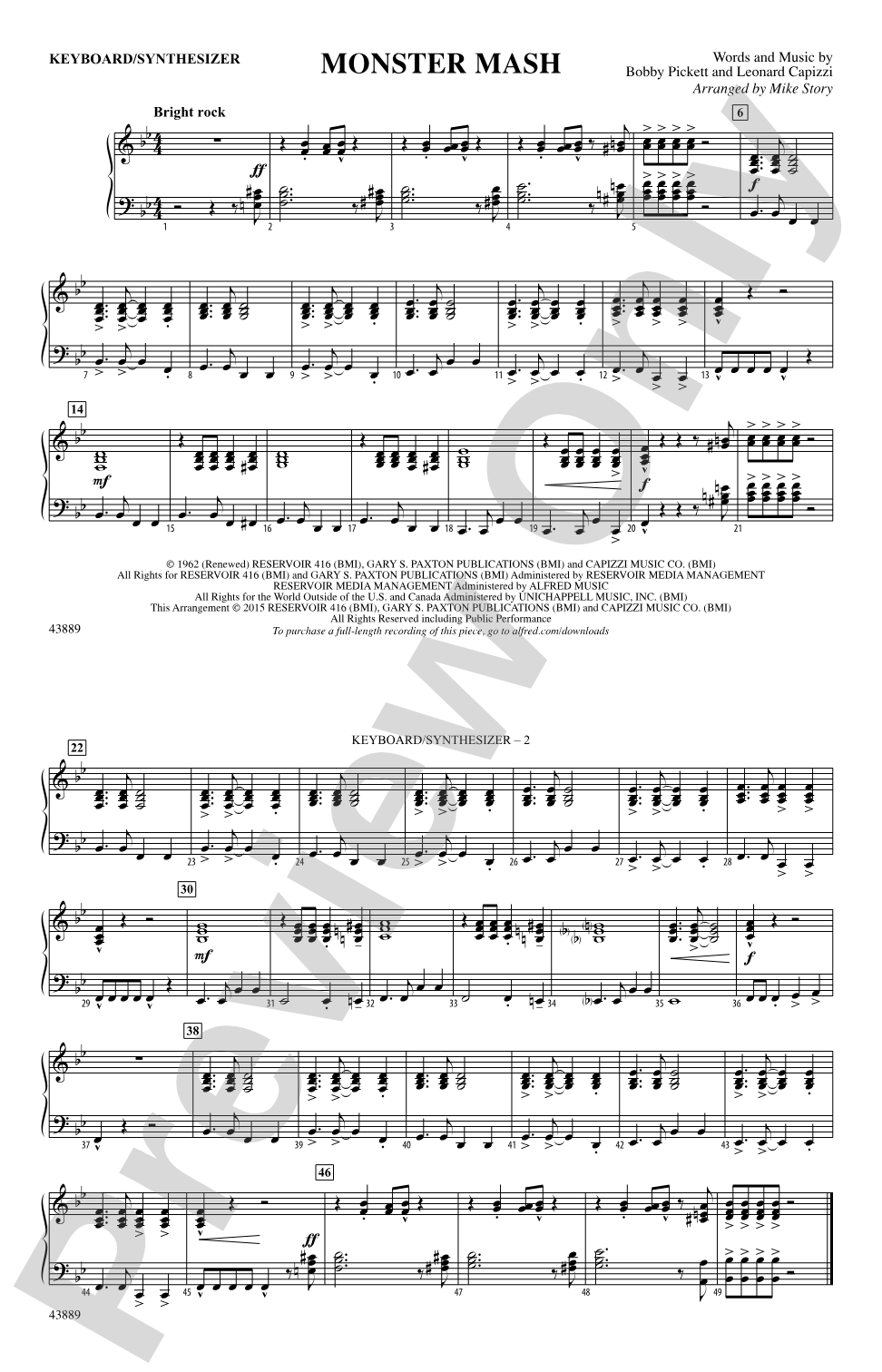 Monster Mash: Piano Accompaniment