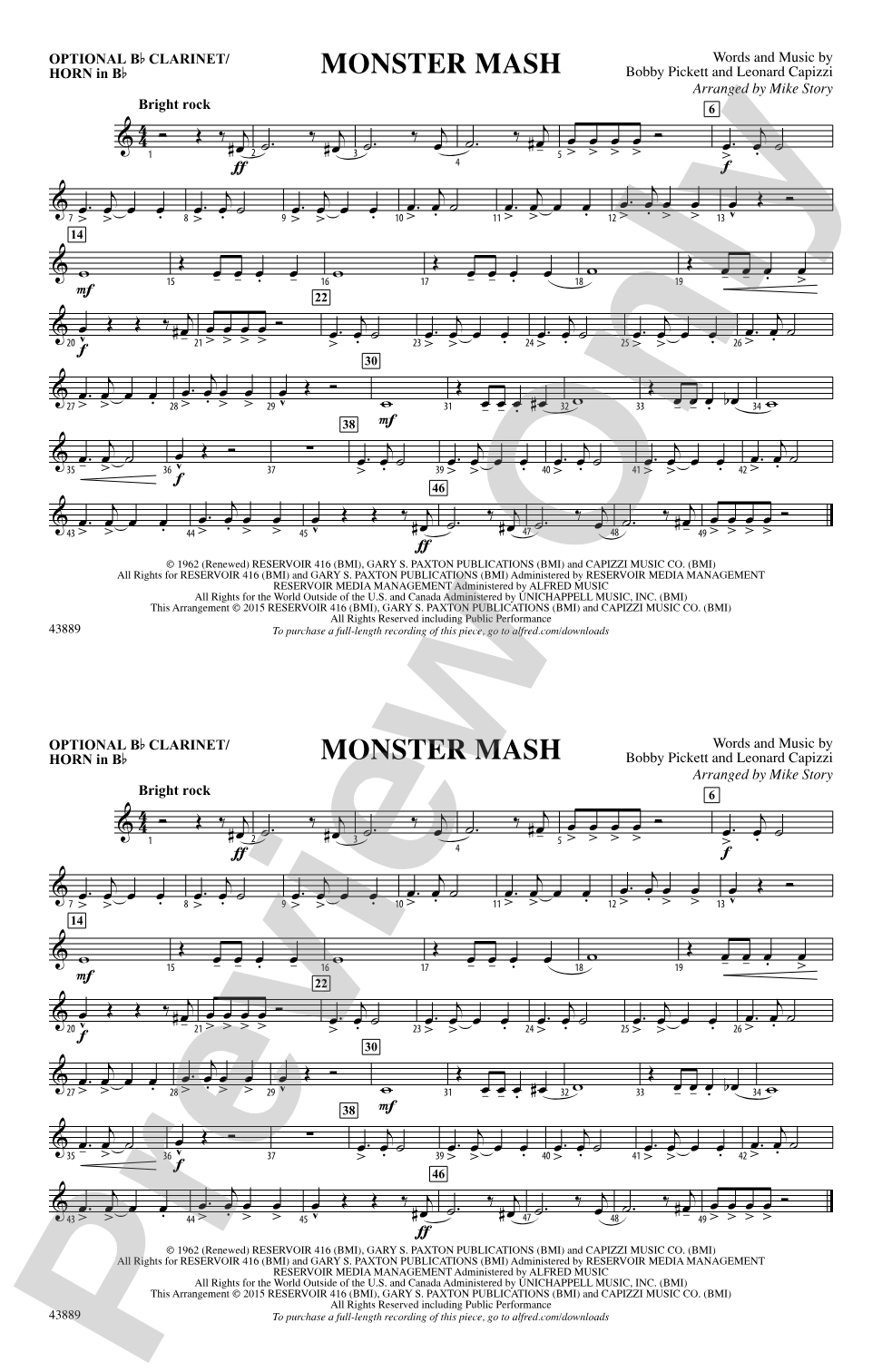 Monster Mash: Optional Bb Clarinet/Horn in Bb