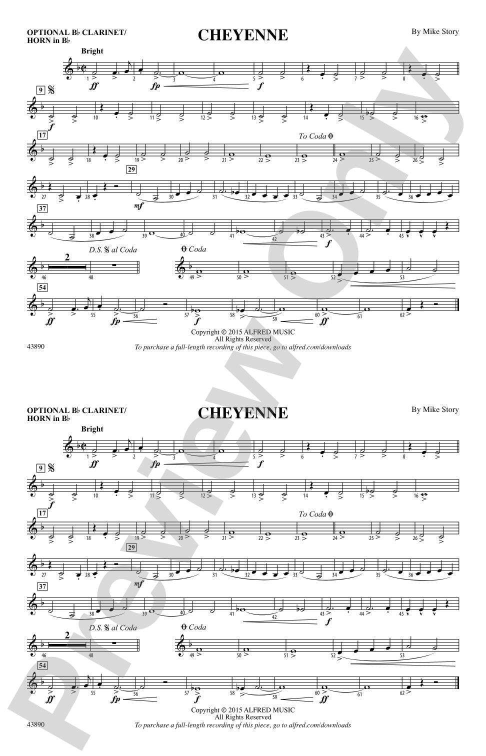 Cheyenne: Optional Bb Clarinet/Horn in Bb