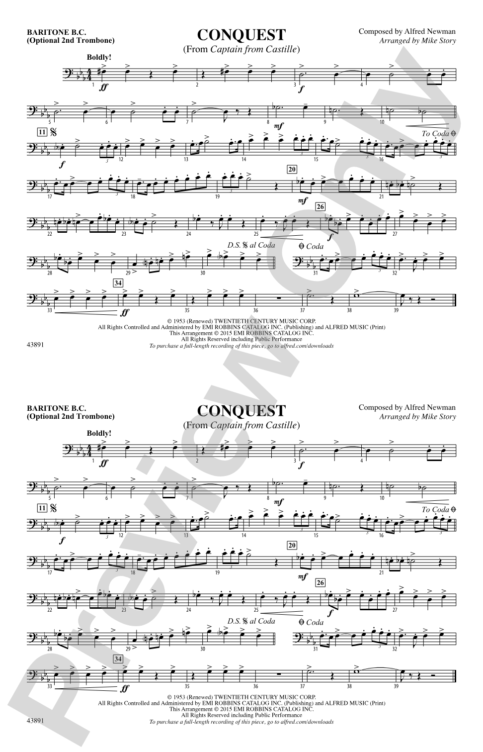Conquest (from Captain from Castille): Baritone B.C.