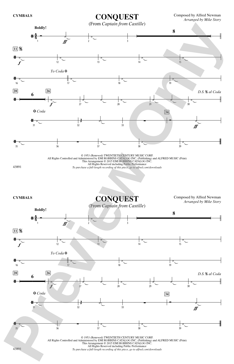 Conquest (from Captain from Castille): Cymbals