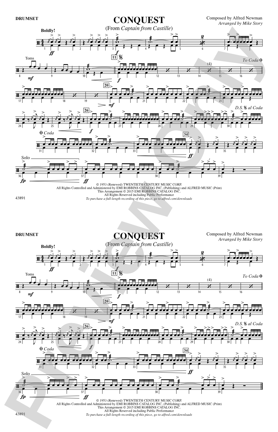 Conquest (from Captain from Castille): Drums