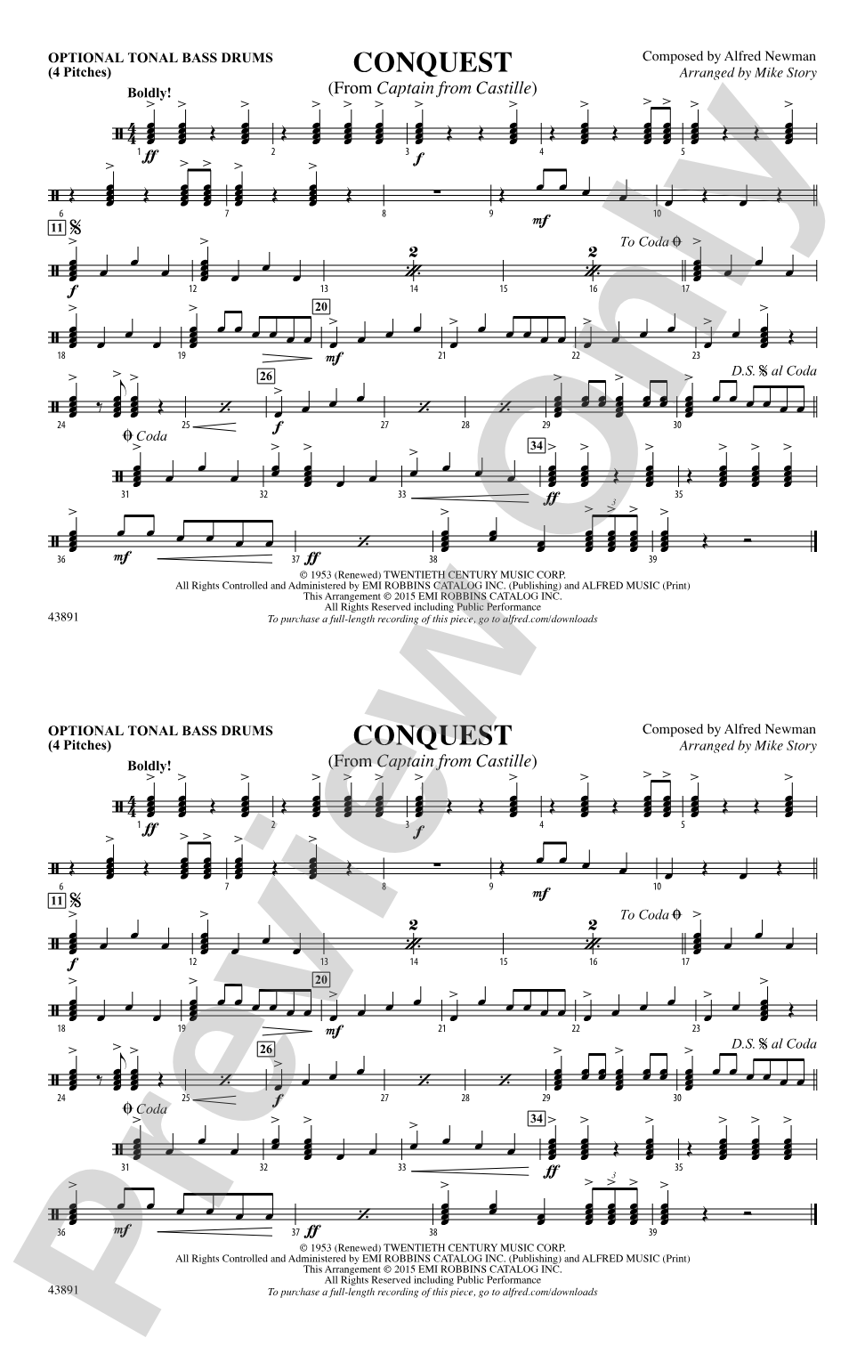 Conquest (from Captain from Castille): Tonal Bass Drum