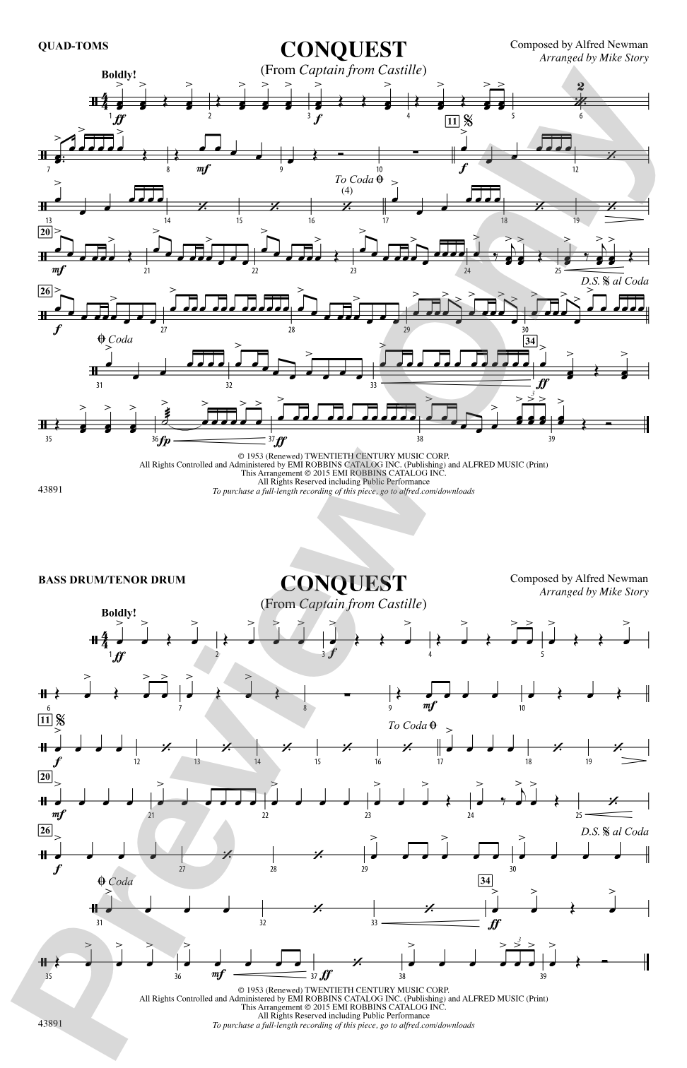 Conquest (from Captain from Castille): Quad-Toms