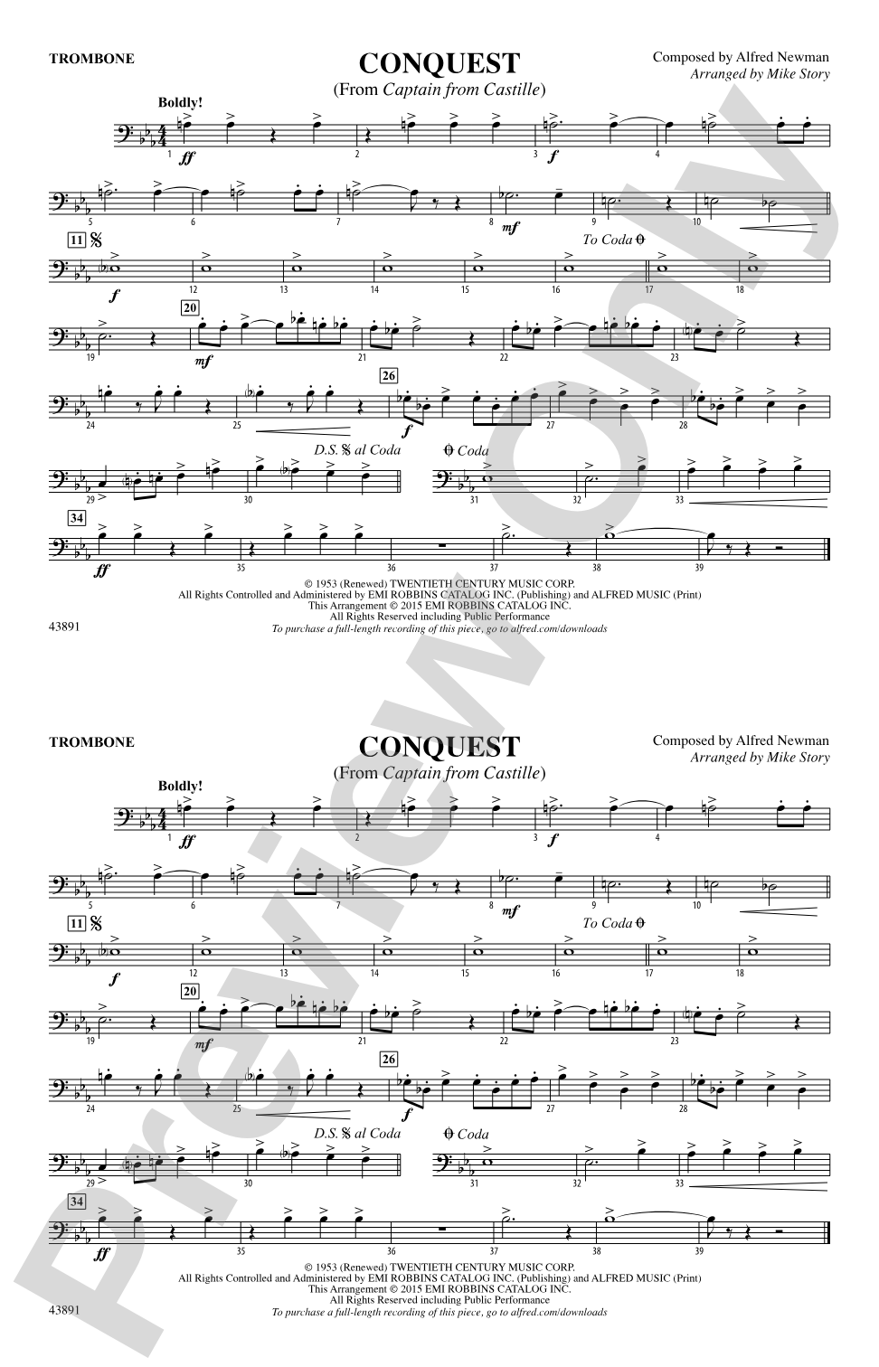 Conquest (from Captain from Castille): 1st Trombone