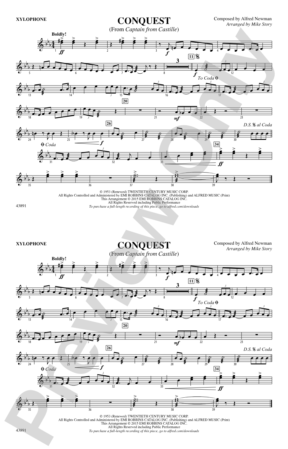 Conquest (from Captain from Castille): Xylophone