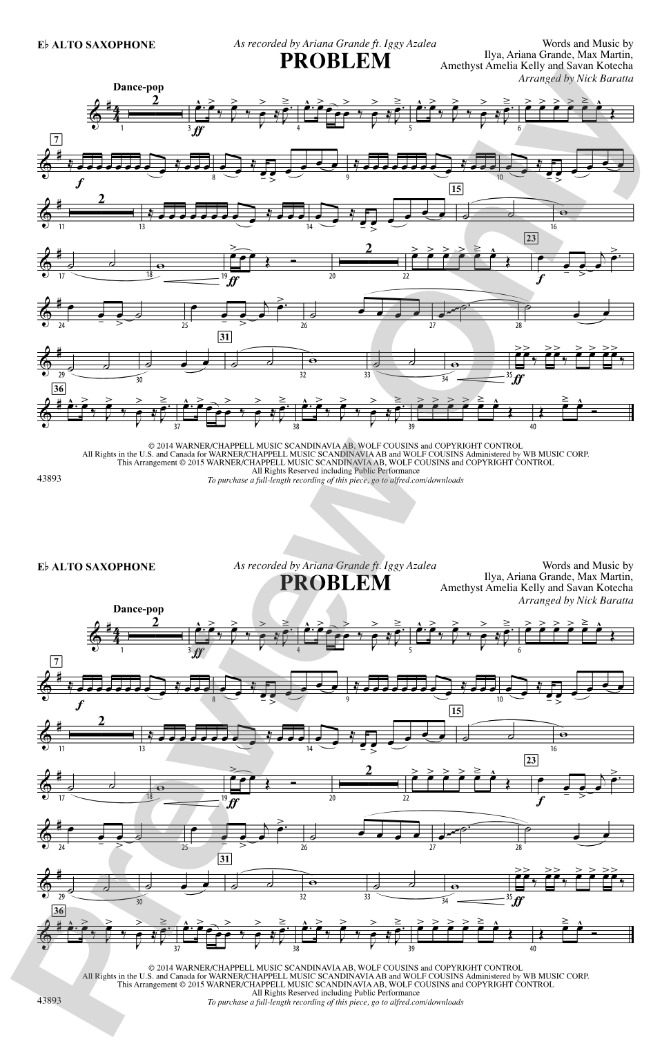 Problem: E-flat Alto Saxophone