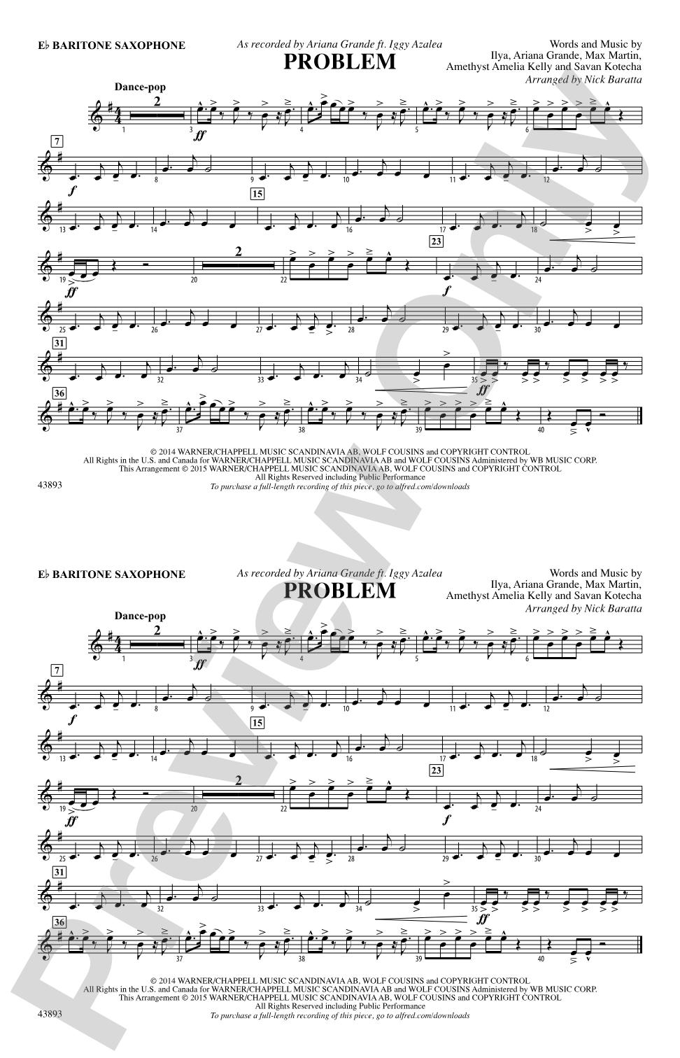Problem: E-flat Baritone Saxophone