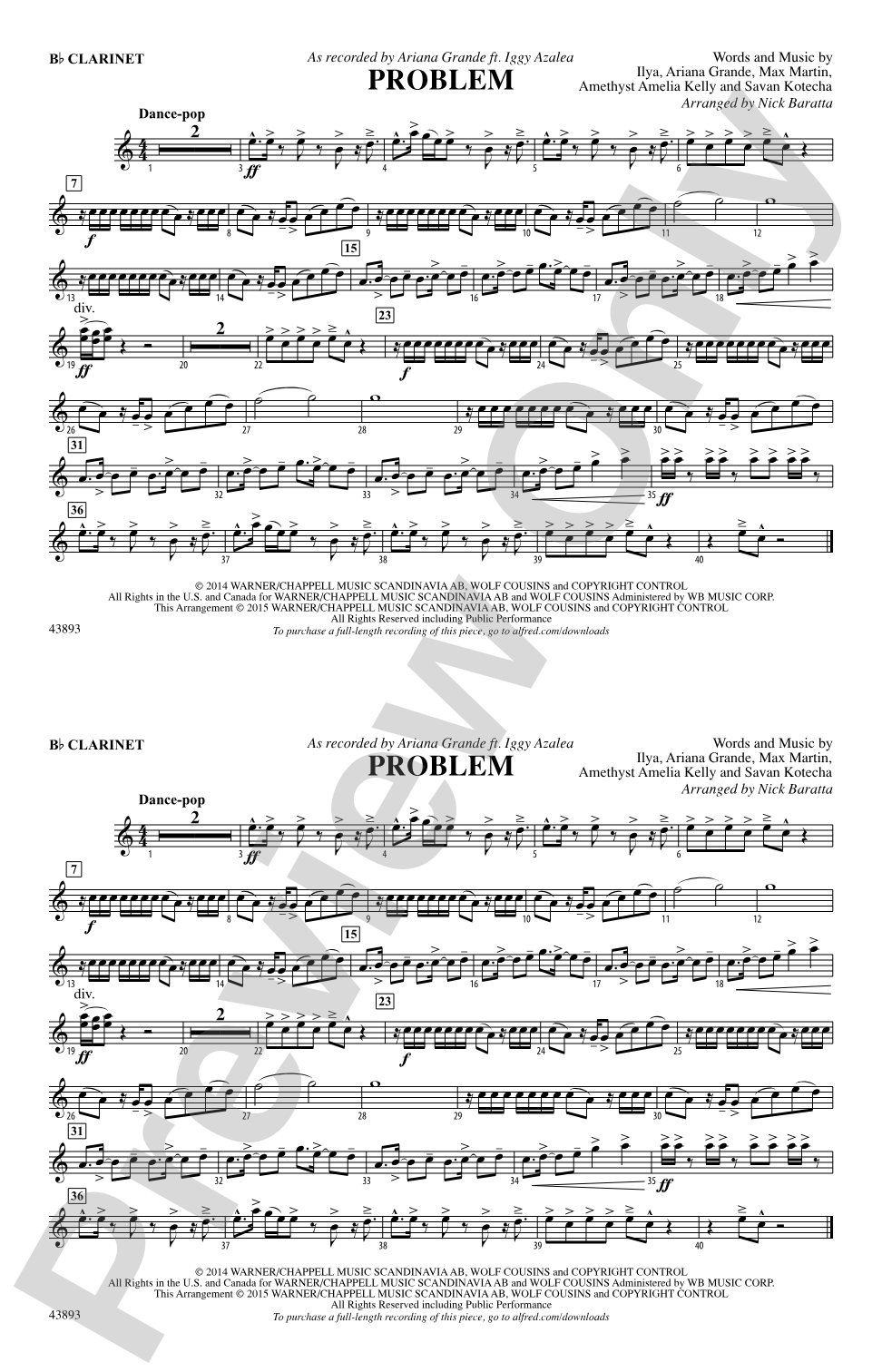Problem: 1st B-flat Clarinet