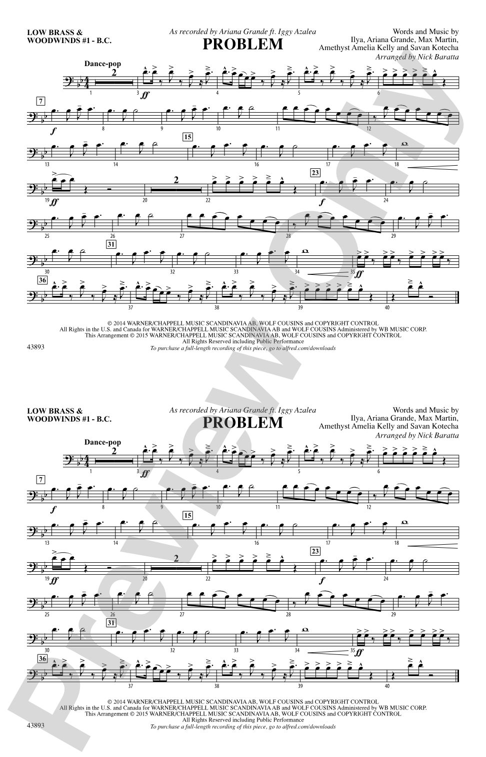 Problem: Low Brass & Woodwinds #1 - Bass Clef
