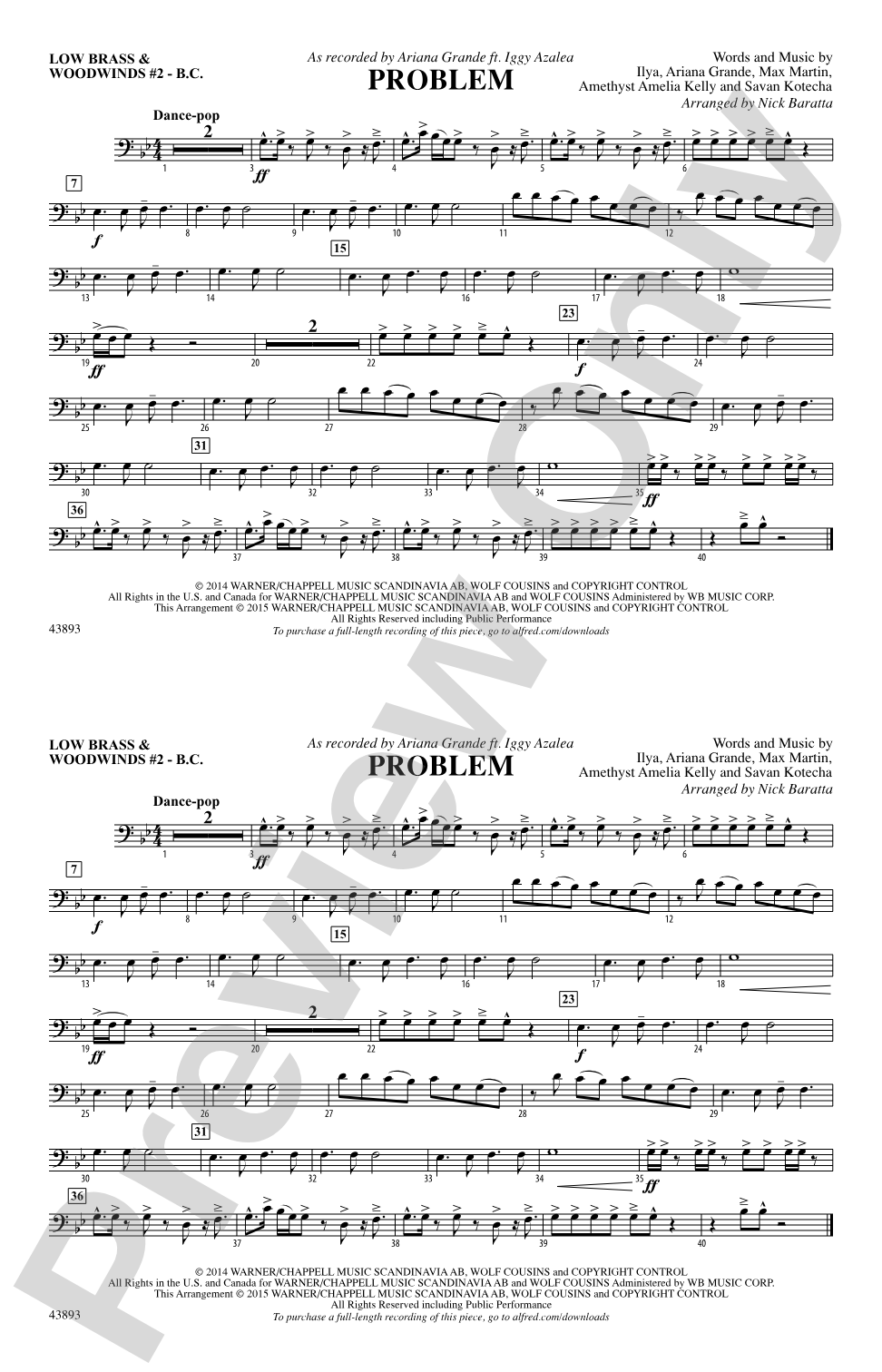 Problem: Low Brass & Woodwinds #2 - Bass Clef