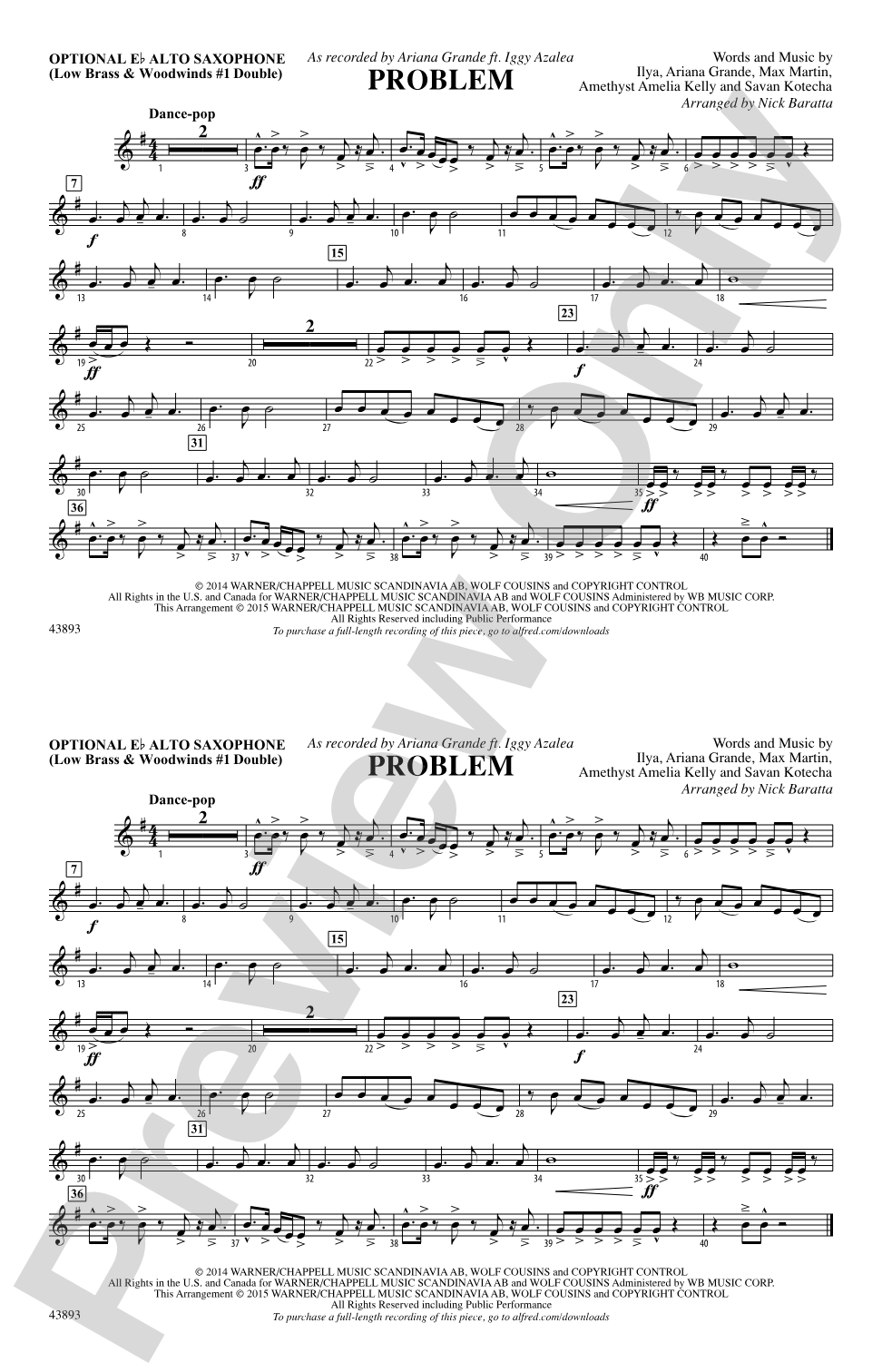 Problem: Optional Alto Sax