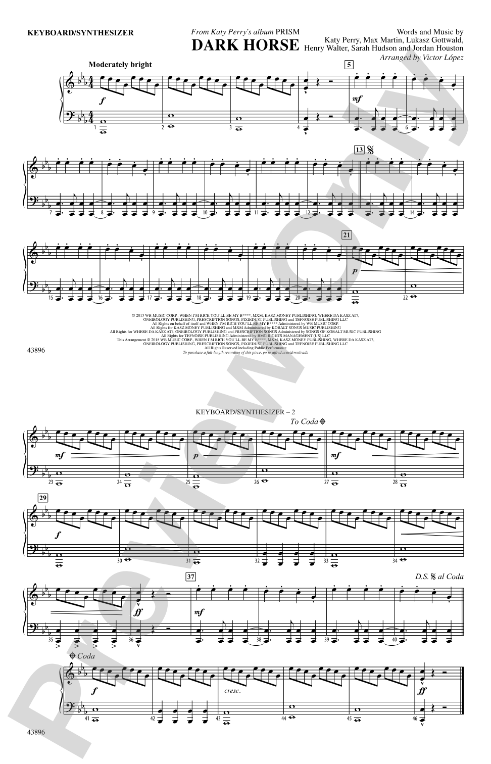Dark Horse: Piano Accompaniment