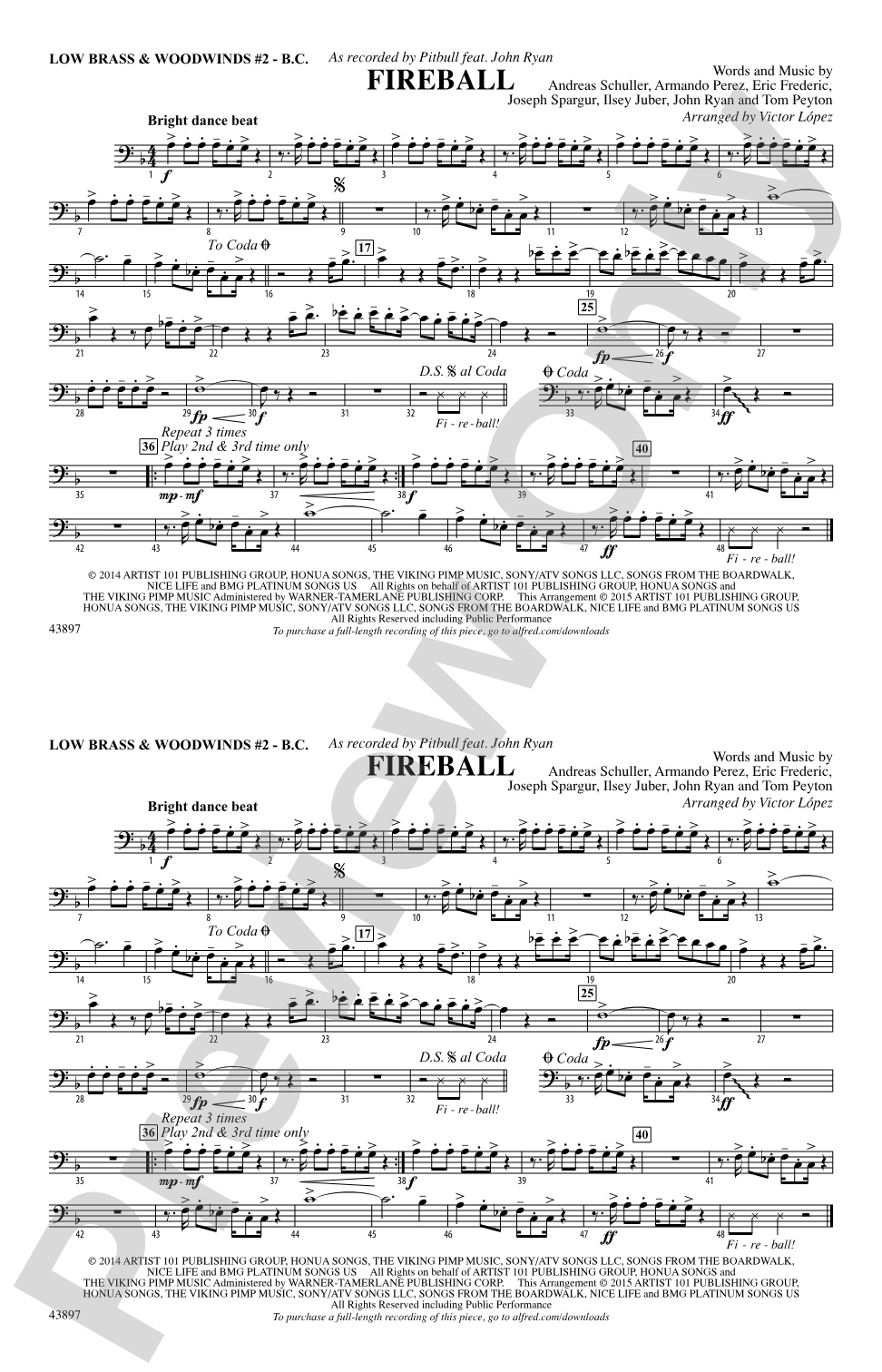 Fireball: Low Brass & Woodwinds #2 - Bass Clef