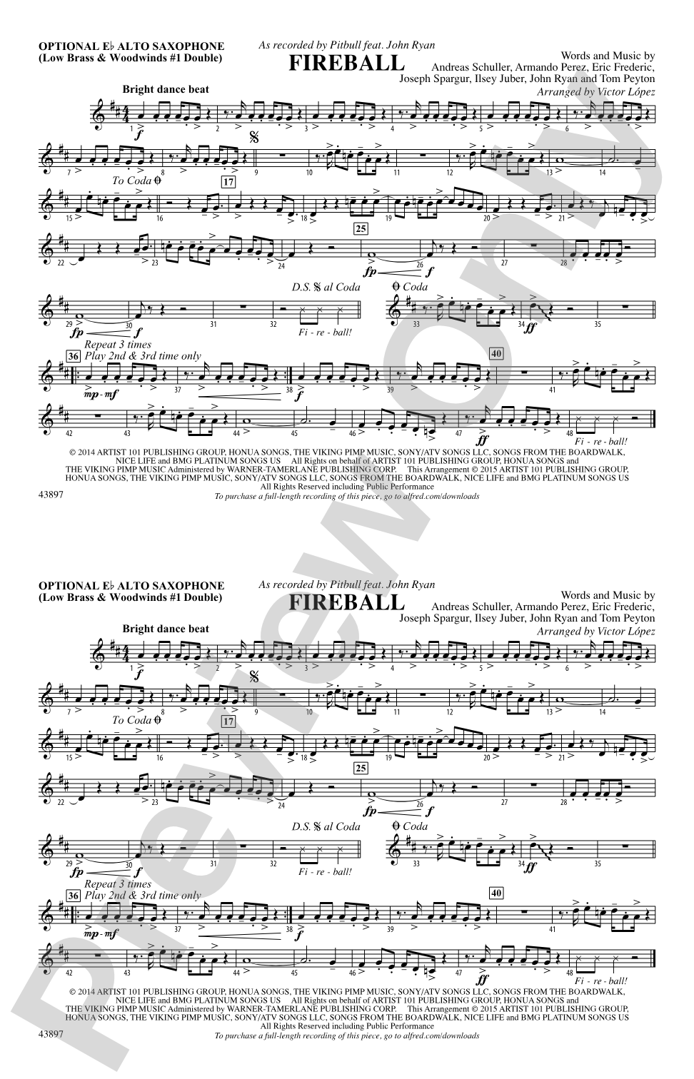 Fireball: Optional Alto Sax