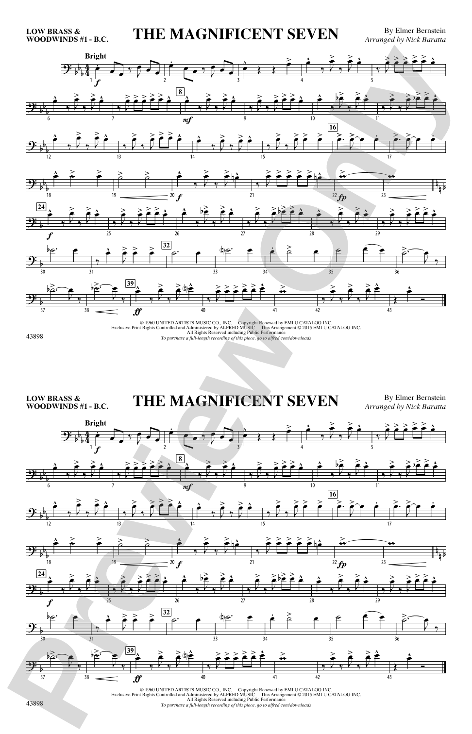 The Magnificent Seven: Low Brass & Woodwinds #1 - Bass Clef
