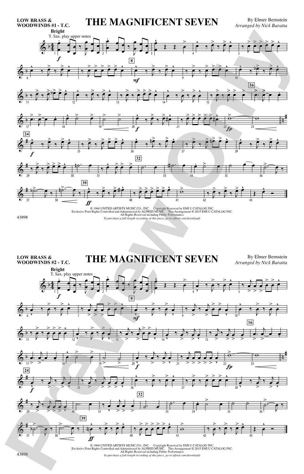 The Magnificent Seven: Low Brass & Woodwinds #1 - Treble Clef
