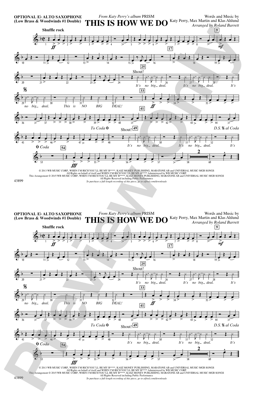 This Is How We Do: Optional Alto Sax