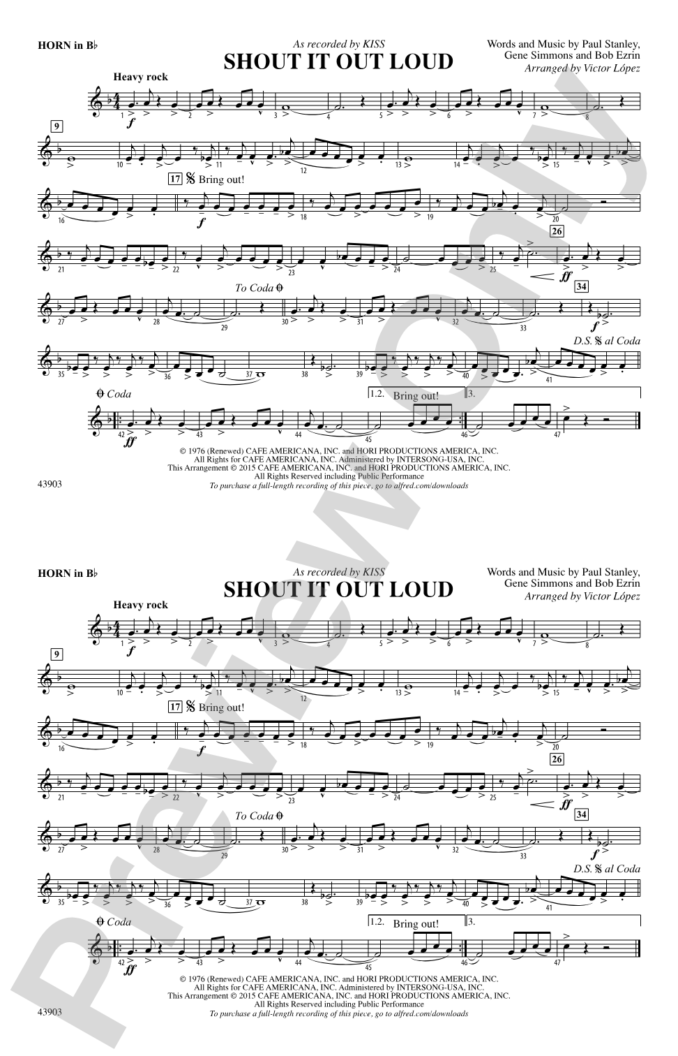 Shout It Out Loud: Horn in B flat