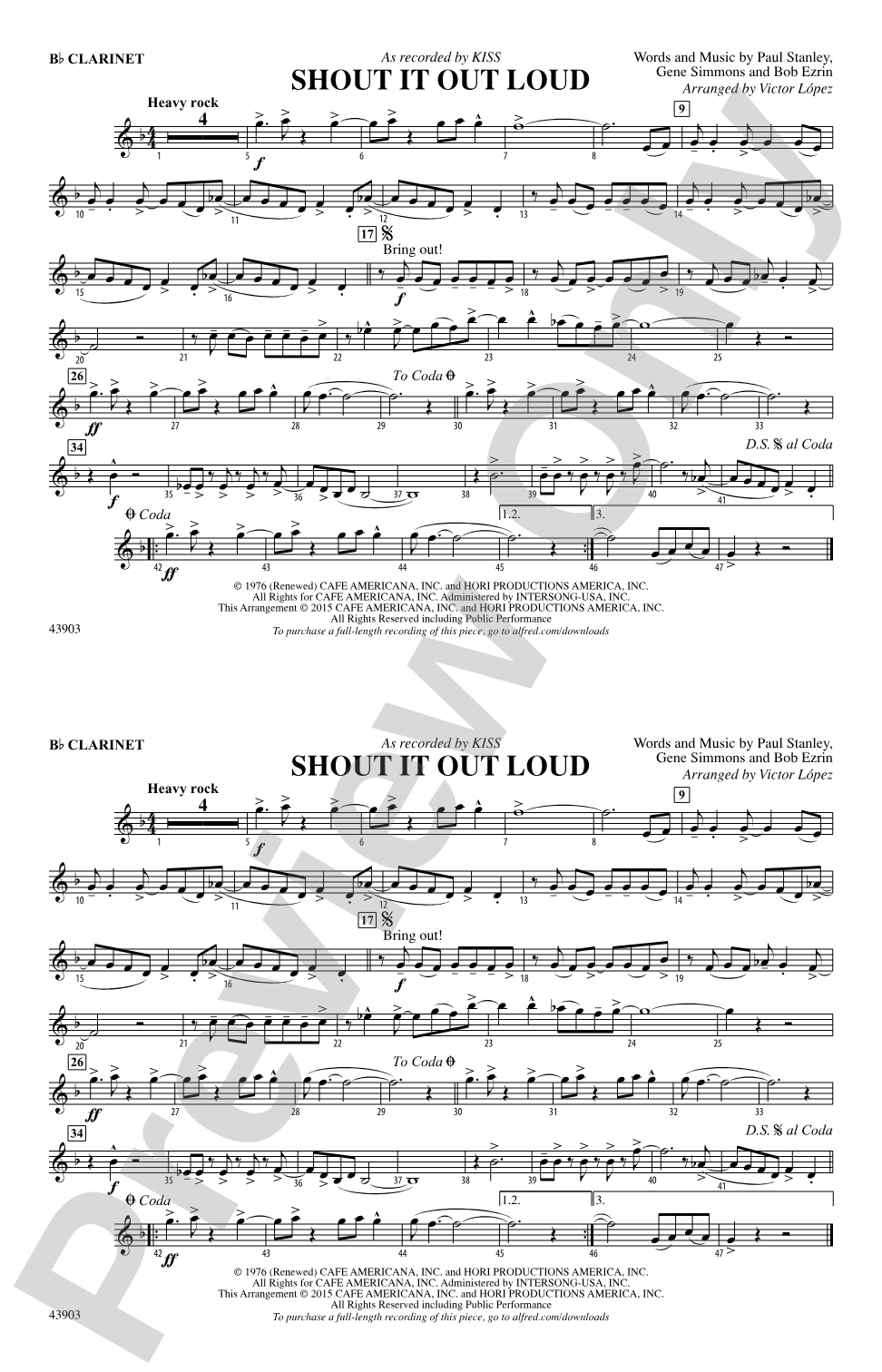 Shout It Out Loud: 1st B-flat Clarinet