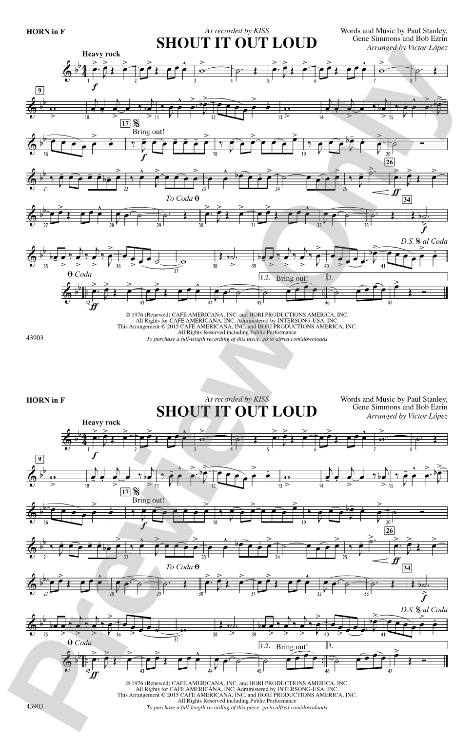Shout It Out Loud: 1st F Horn