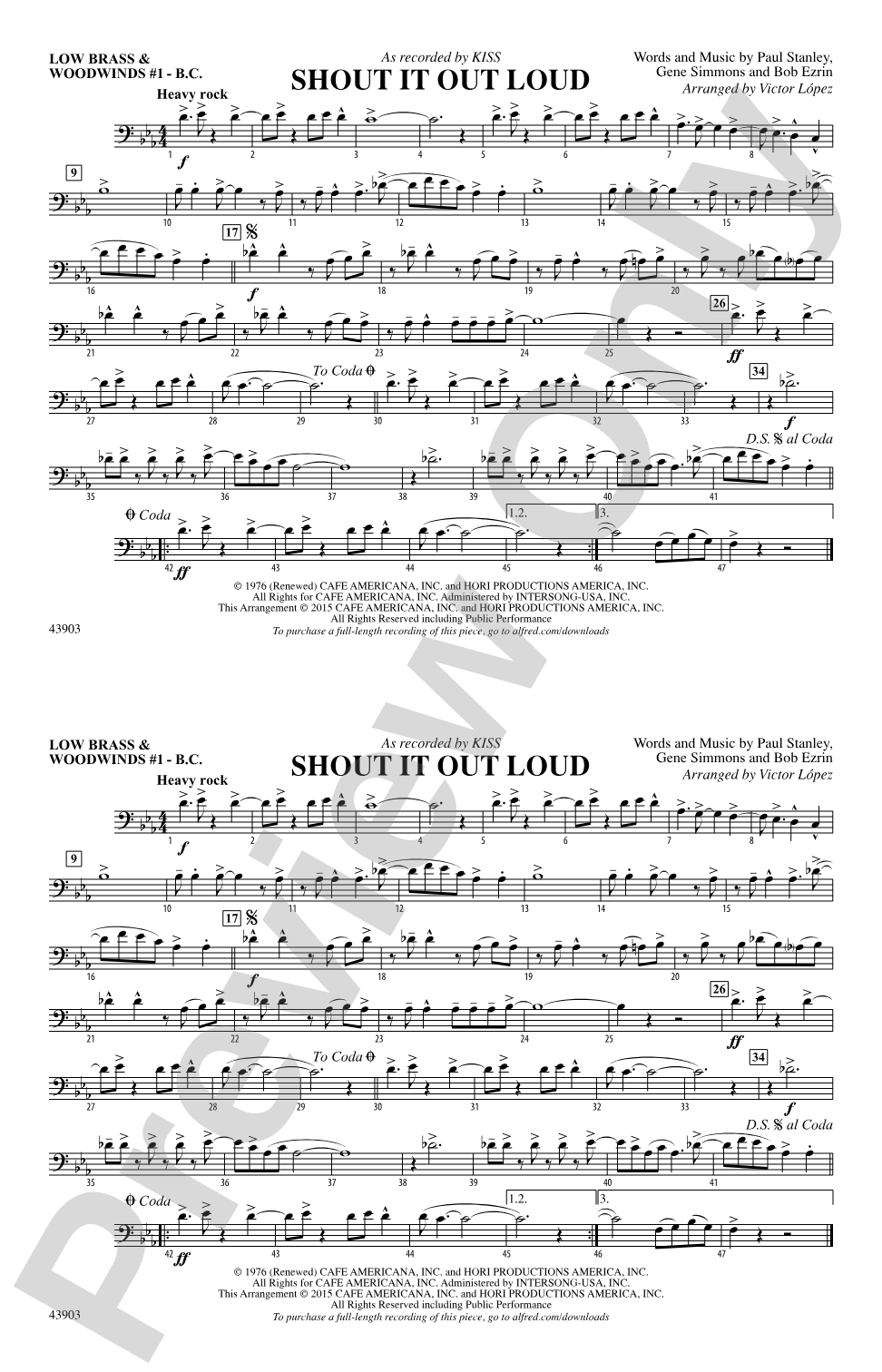 Shout It Out Loud: Low Brass & Woodwinds #1 - Bass Clef