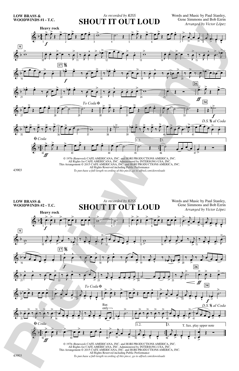 Shout It Out Loud: Low Brass & Woodwinds #1 - Treble Clef